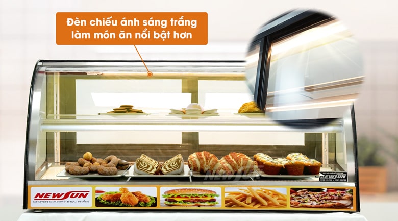 Hệ thống đèn chiếu sáng giúp món ăn thêm phần hấp dẫn