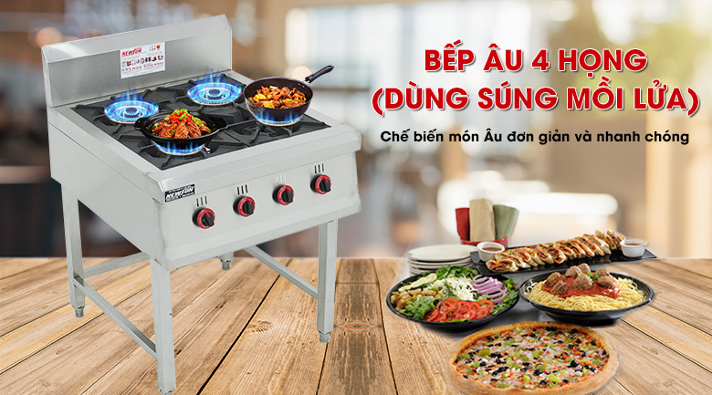 Bếp Âu 4 họng (dùng súng mồi lửa)
