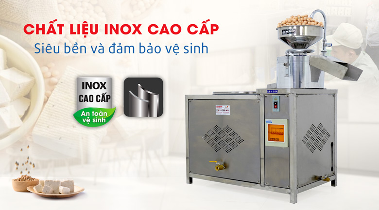 Máy sử dụng chất liệu inox bền bỉ, cao cấp Máy sử dụng chất liệu inox bền bỉ, cao cấp