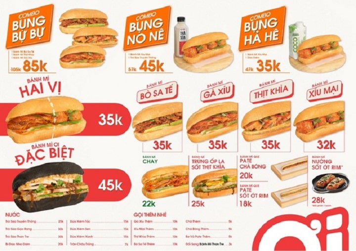 Làm menu giá cụ thể