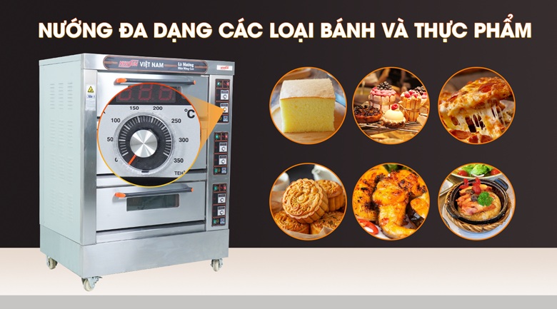 Dải nhiệt 20-350 độ C, nướng đa dạng các loại bánh và thực phẩm Dải nhiệt 20-350 độ C, nướng đa dạng các loại bánh và thực phẩm