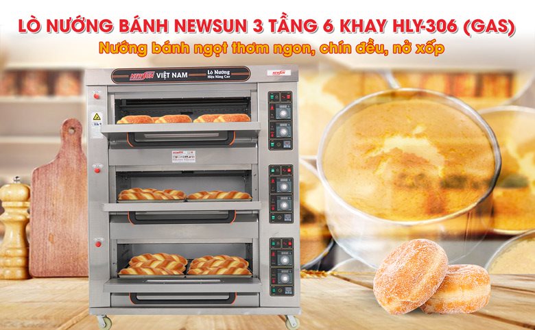 Lò nướng bánh NEWSUN 3 tầng 6 khay HLY-306 (Gas) Lò nướng bánh NEWSUN 3 tầng 6 khay HLY-306 (Gas)