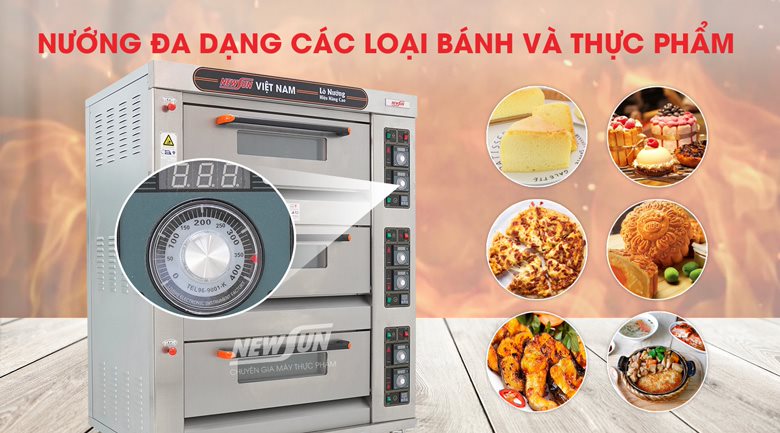 Dải nhiệt 0-400 độ C, nướng chín nhiều loại bánh và thực phẩm khác nhau Dải nhiệt 0-400 độ C, nướng chín nhiều loại bánh và thực phẩm khác nhau