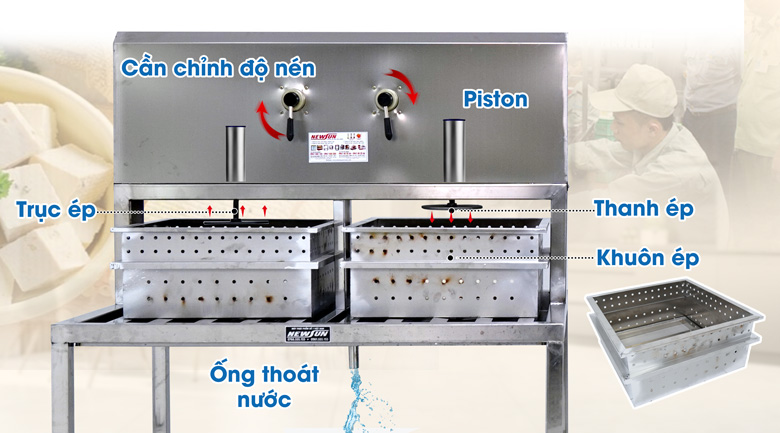 Máy ép đậu khí nén 2 khuôn