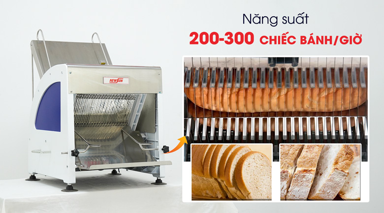 Máy cắt bánh mì sandwich đạt năng suất 200-300 chiếc bánh/giờ
