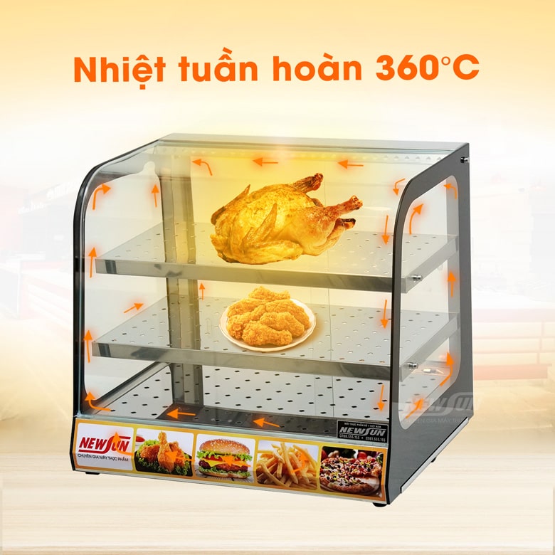 Thức ăn nóng đều nhờ nhiệt nóng tuần hoàn 360 độ trong tủ