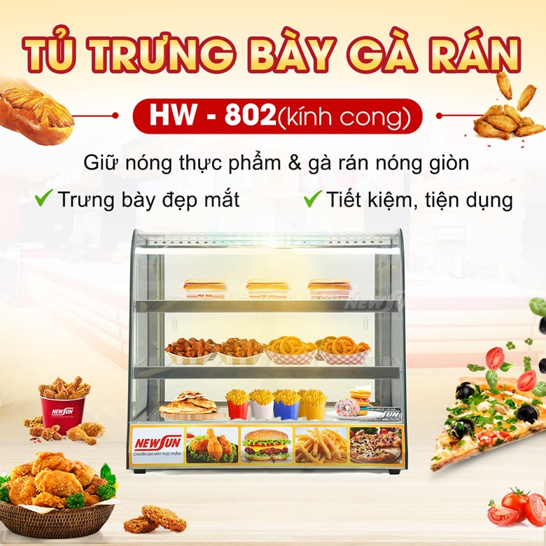 Tủ giữ nóng thực phẩm HW-802 (kính cong)
