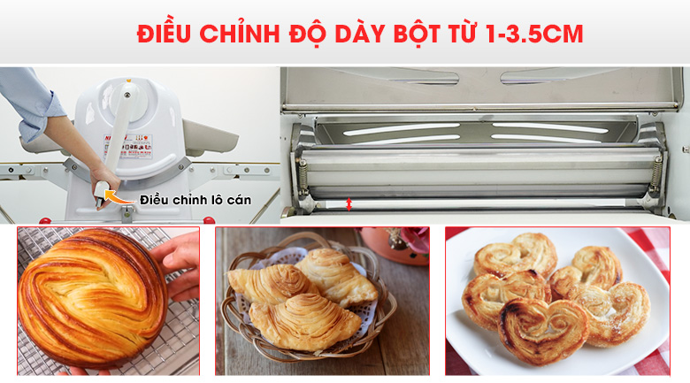 Điều chỉnh khoảng cách lô cán từ 1-3.5cm