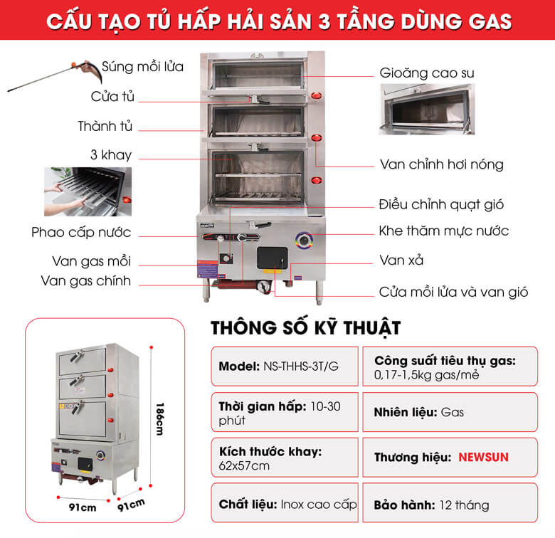 Thiết kế tối ưu của tủ hấp dùng gas