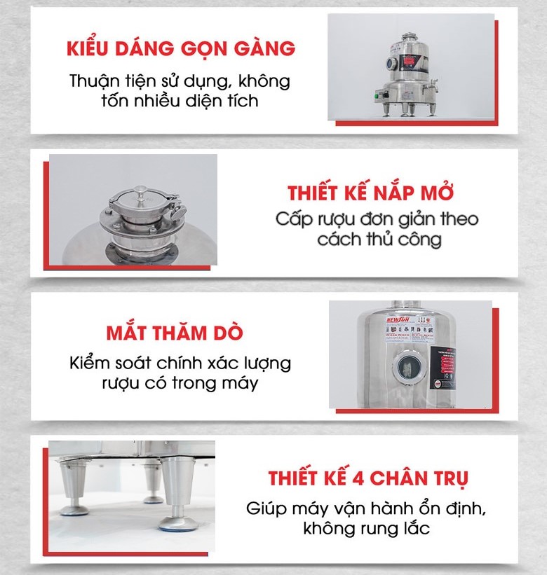 Các chi tiết thiết kế tối ưu của máy lão hóa rượu 10 lít