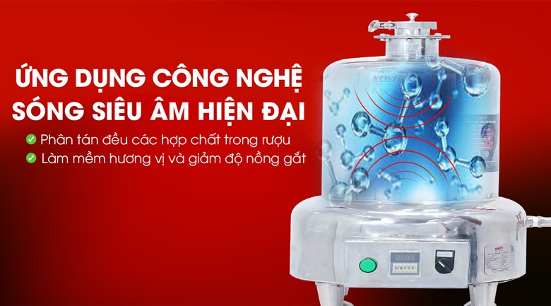 Máy lão hóa rượu 5 lít ứng dụng công nghệ sóng siêu âm