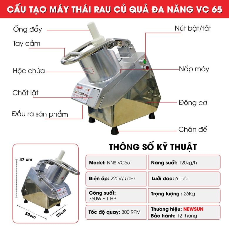 Cấu tạo máy thái rau củ VC65 Cấu tạo máy thái rau củ VC65