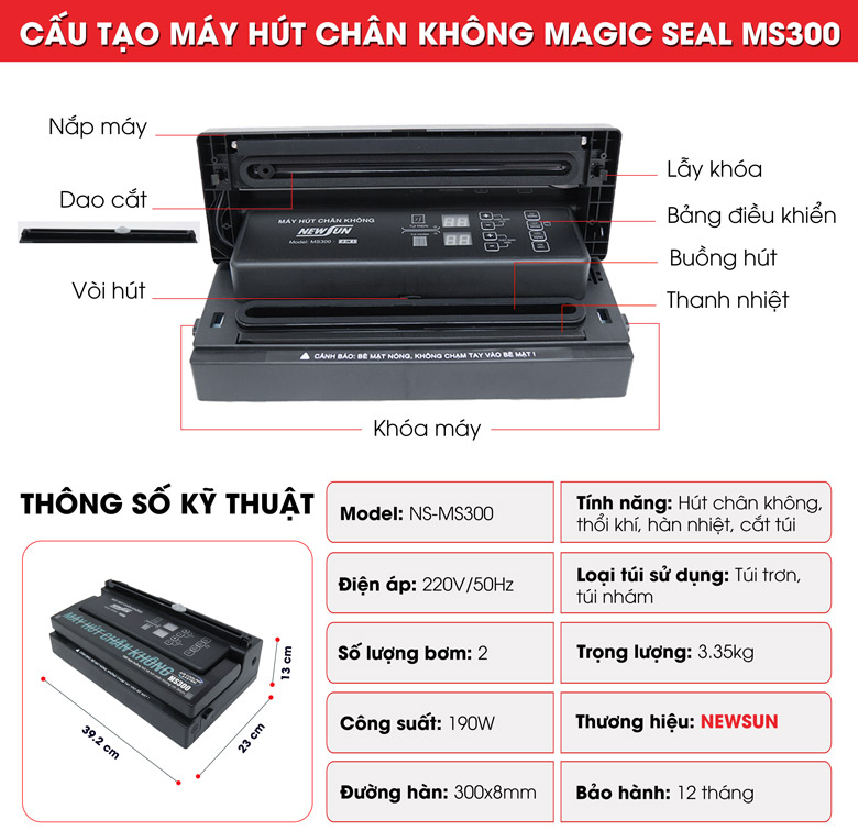 Cấu tạo máy hút chân không gia đình MS300