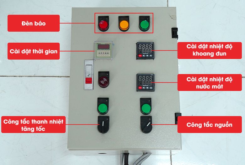 Tủ điều khiển tháp chưng cất rượu 150kg/mẻ Tủ điều khiển tháp chưng cất rượu 150kg/mẻ