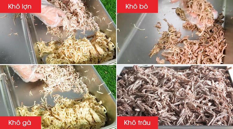 Thành phẩm thịt đánh sợi kích cỡ đều nhau, không vụn nát