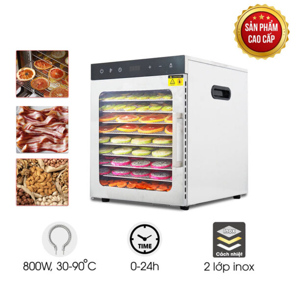 Máy sấy hoa quả 2 lớp 10 khay SS-10H (bảng điện tử)