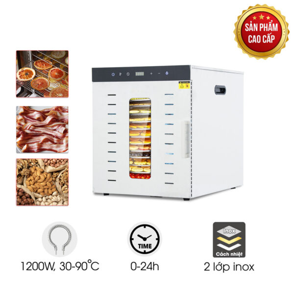 Máy sấy hoa quả 2 lớp 12 khay SS-12H (bảng điện tử)