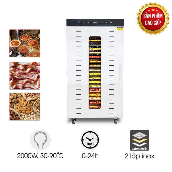 Máy sấy hoa quả 2 lớp 24 khay SS-24H (bảng điện tử)