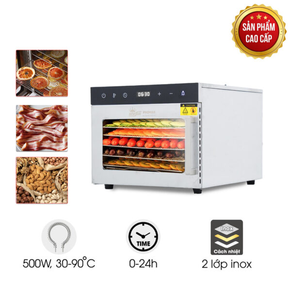 Máy sấy hoa quả 2 lớp 6 khay SS-06H (bảng điện tử)