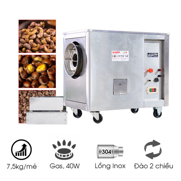 Máy rang hạt đa năng gas CY-15 (lồng inox)