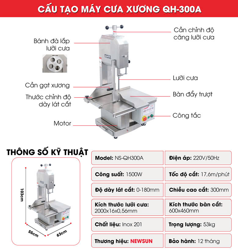 Cấu tạo máy cưa xương công nghiệp QH-300A