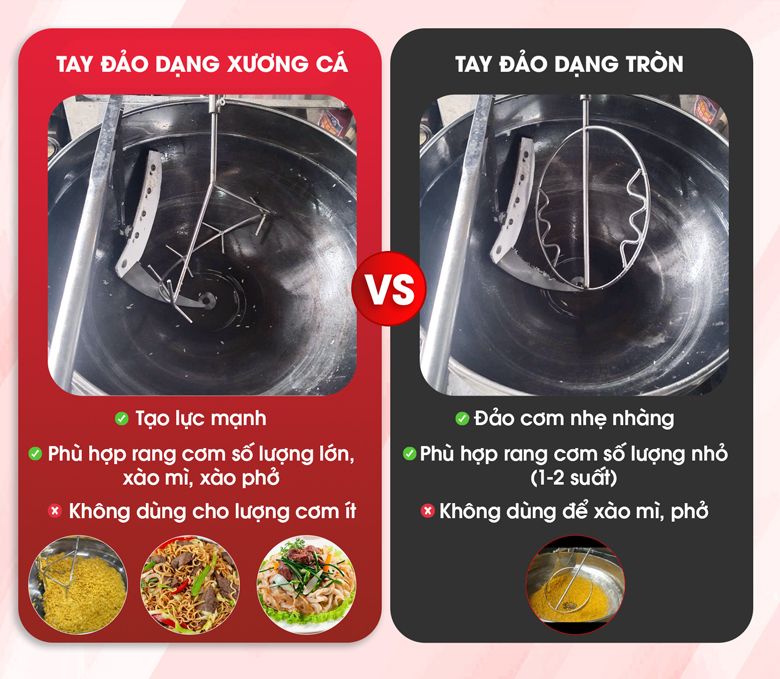 Hai tay đảo của máy rang cơm tự động
