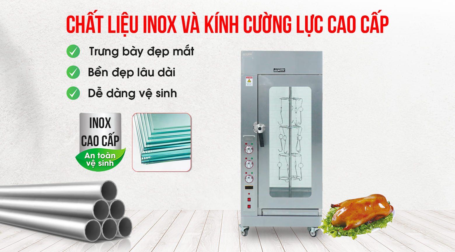 Chất liệu inox và kính cường lực cao cấp