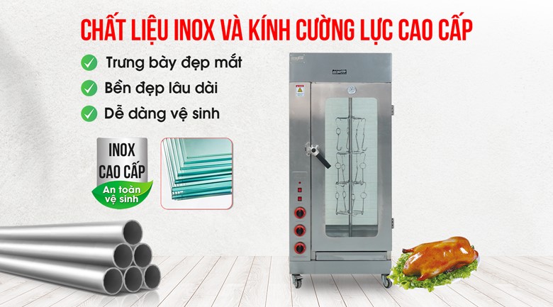 Sử dụng chất liệu inox dày dặn, kính cường lực cao cấp