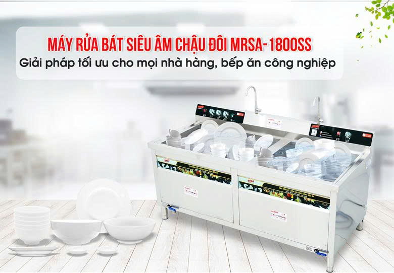 Máy rửa bát siêu âm cao cấp MRSA-1800SS (chậu đôi)