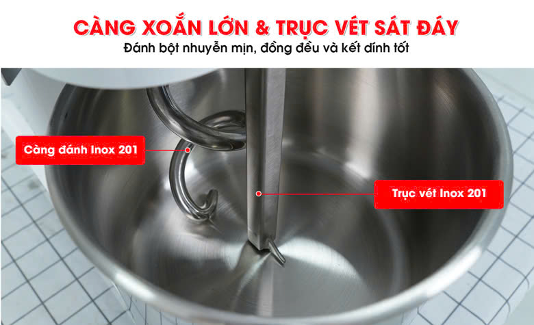Bộ ba càng đánh xoắn ốc, cối xoay và trục vét Bộ ba càng đánh xoắn ốc, cối xoay và trục vét