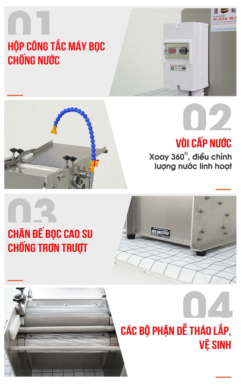 Một số chi tiết thiết kế tối ưu khác của máy lột da cá, da mực NSF-300 Một số chi tiết thiết kế tối ưu khác của máy lột da cá, da mực NSF-300