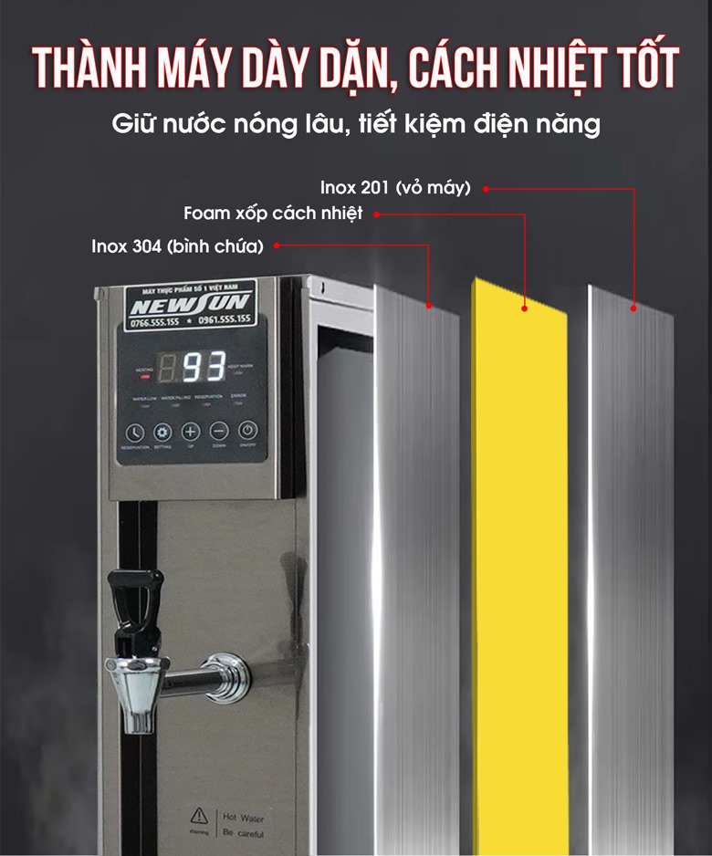 Thành máy cách nhiệt giúp nước nóng lâu, tiết kiệm năng lượng Thành máy cách nhiệt giúp nước nóng lâu, tiết kiệm năng lượng
