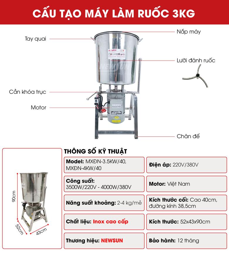 Cấu tạo máy đánh chà bông 3kg