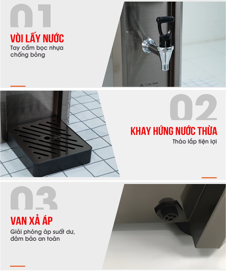 Các chi tiết tiện ích khác của máy đun nước nóng để bàn K1-S30 Các chi tiết tiện ích khác của máy đun nước nóng để bàn K1-S30
