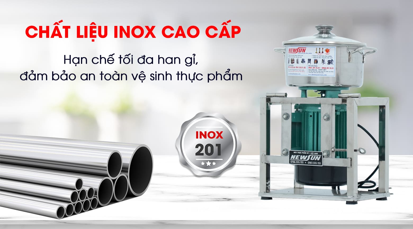 Chất liệu inox có độ bền cao