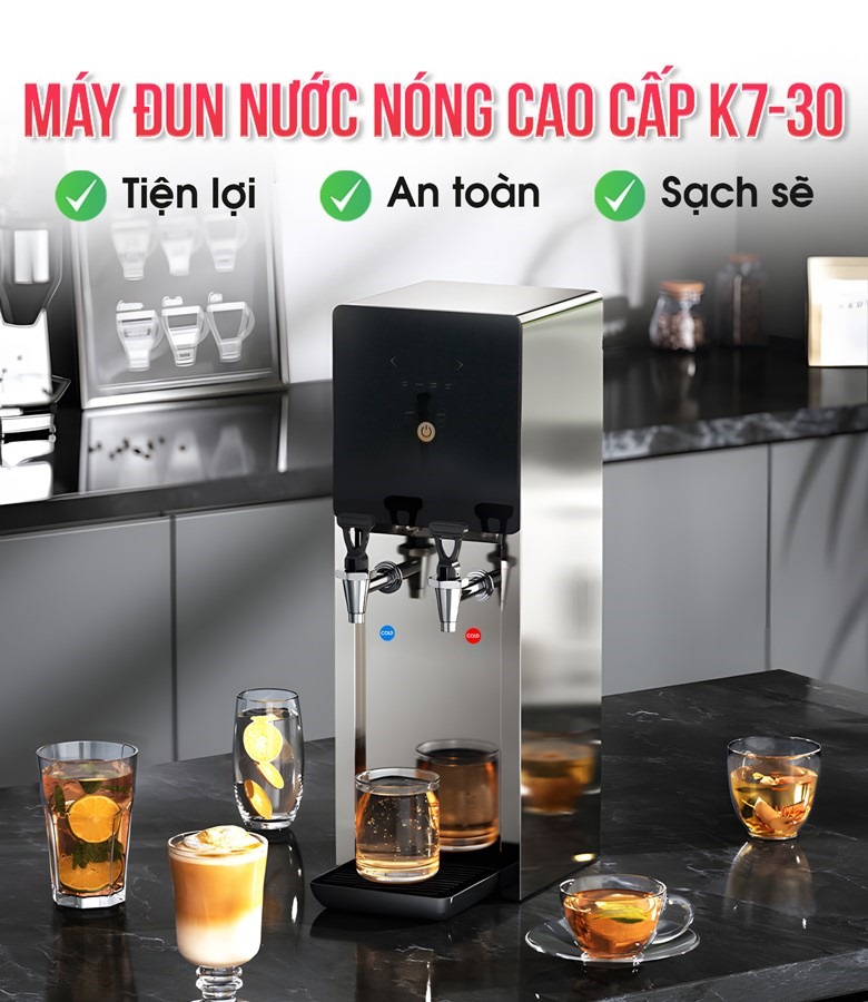 Máy đun nước nóng 2 vòi K7-30 (để bàn) sản lượng 30 lít nước nóng/giờ Máy đun nước nóng 2 vòi K7-30 (để bàn) sản lượng 30 lít nước nóng/giờ