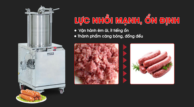 Cơ chế nhồi thủy lực tối ưu hơn hẳn so với nhồi tay hoặc máy cơ Cơ chế nhồi thủy lực tối ưu hơn hẳn so với nhồi tay hoặc máy cơ