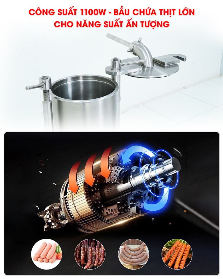 Bầu chứa nguyên liệu rộng cùng công suất động cơ lớn Bầu chứa nguyên liệu rộng cùng công suất động cơ lớn