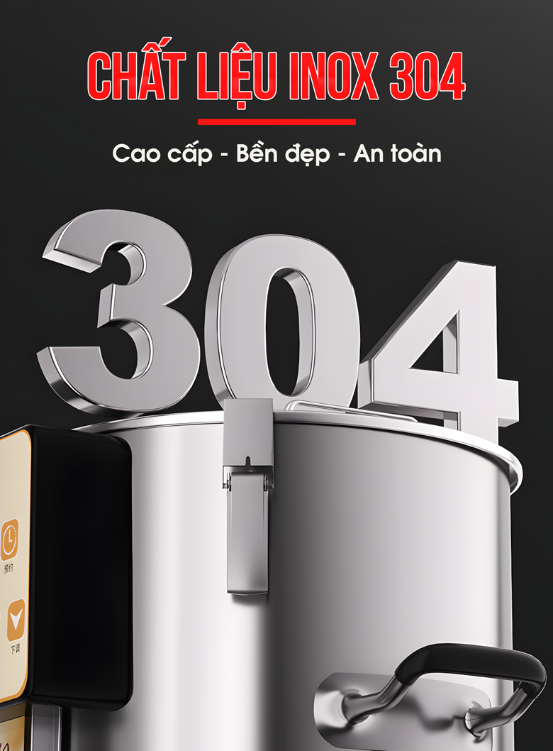 Chất liệu làm hoàn toàn từ inox 304 cao cấp Chất liệu làm hoàn toàn từ inox 304 cao cấp