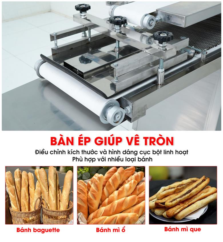 Bàn ép giúp thay đổi hình dáng và kích thước bột