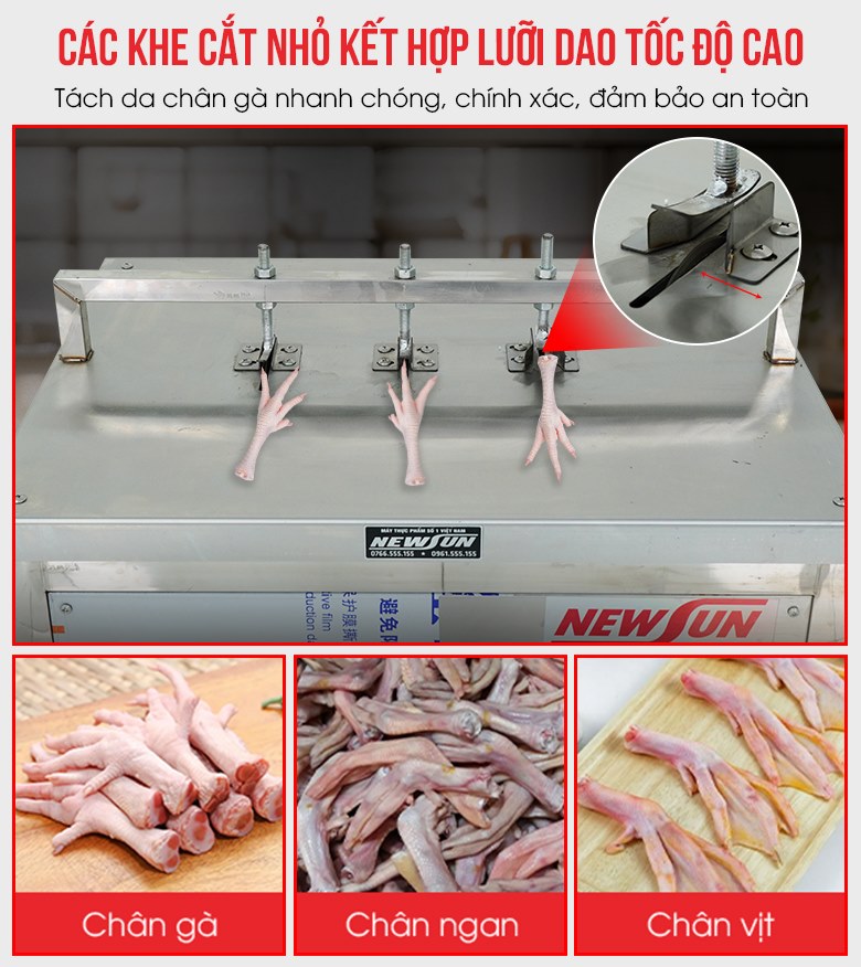 Cụm 3 khe cắt và lưỡi dao quay tách móng, da chân gà nhanh chóng - chính xác Cụm 3 khe cắt và lưỡi dao quay tách móng, da chân gà nhanh chóng - chính xác