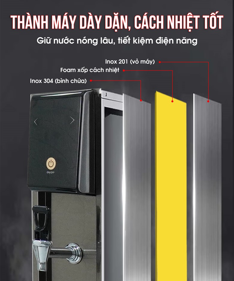 Thành máy cách nhiệt giúp nước nóng lâu, tiết kiệm năng lượng Thành máy cách nhiệt giúp nước nóng lâu, tiết kiệm năng lượng