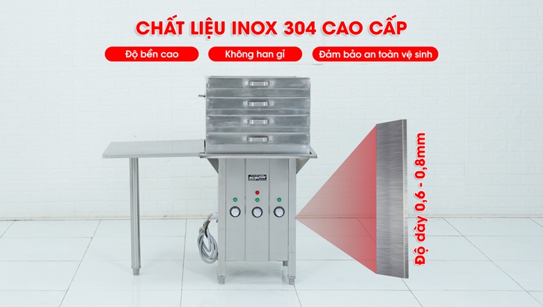 100% Chất liệu inox 304 cao cấp, không han gỉ 100% Chất liệu inox 304 cao cấp, không han gỉ