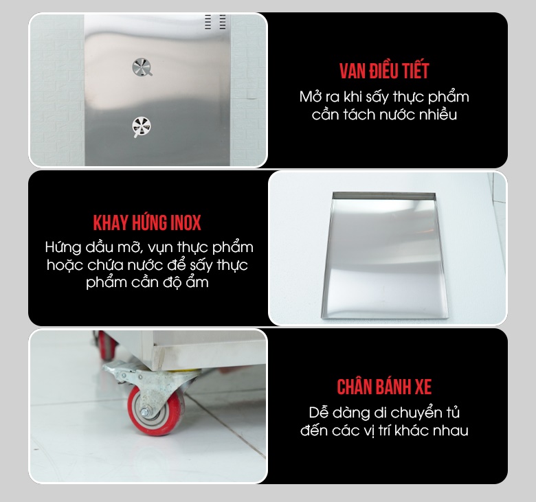 Chi tiết thiết kế của tủ sấy 12 khay xoay CY-12 cao cấp Chi tiết thiết kế của tủ sấy 12 khay xoay CY-12 cao cấp