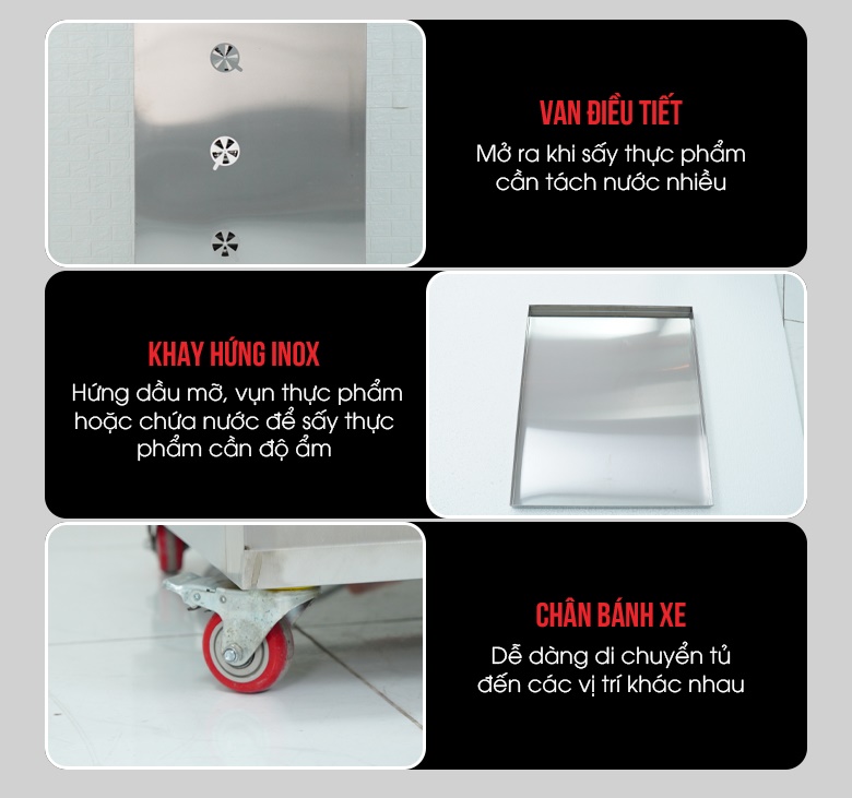 Chi tiết thiết kế của tủ sấy 24 khay xoay CY-24 cao cấp Chi tiết thiết kế của tủ sấy 24 khay xoay CY-24 cao cấp