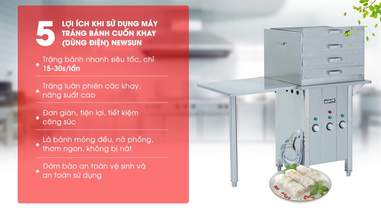 Lợi ích khi sử dụng máy tráng bánh cuốn khay dùng điện Lợi ích khi sử dụng máy tráng bánh cuốn khay dùng điện
