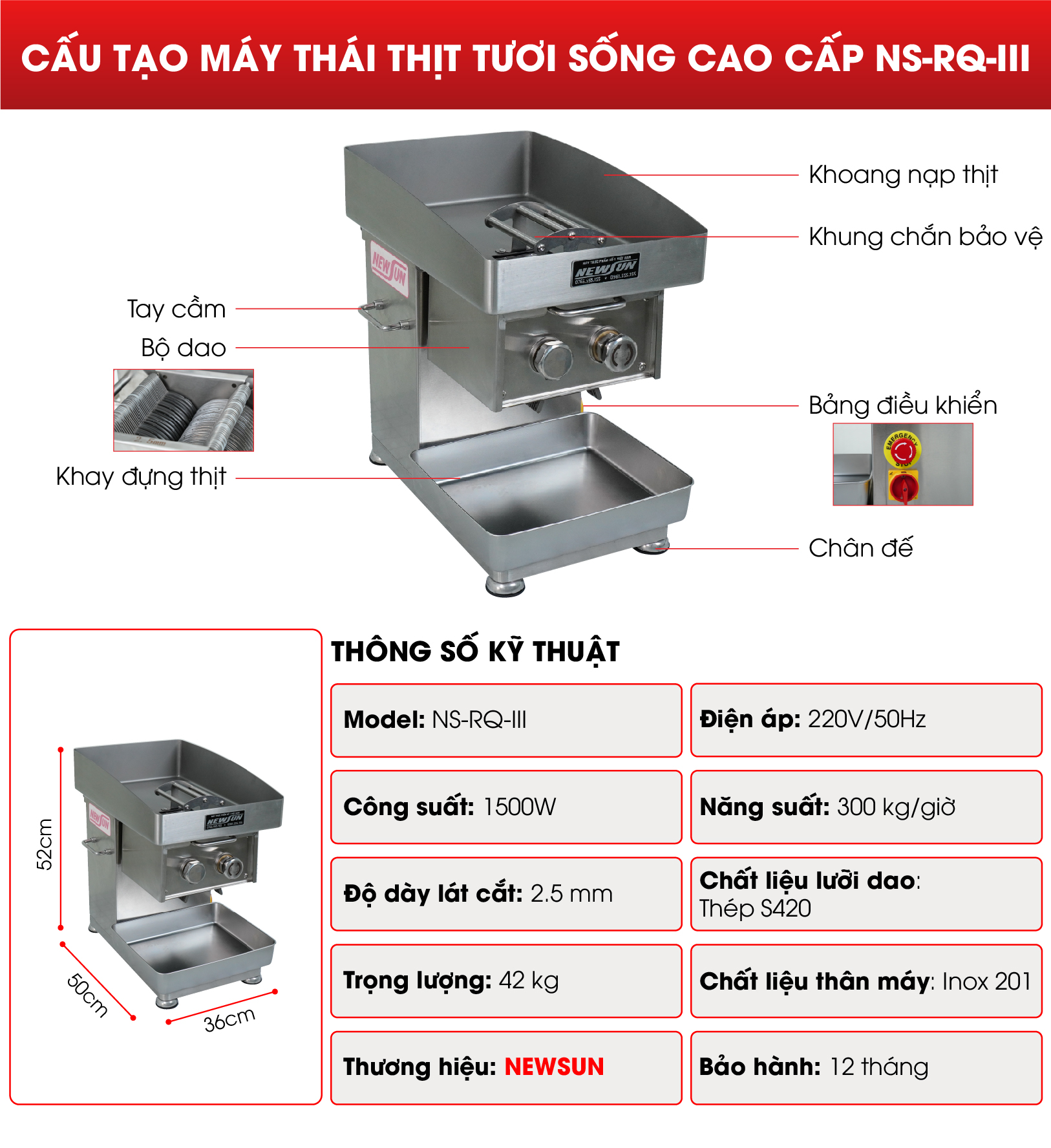 Các bộ phận chi tiết của máy thái thịt tươi sống cao cấp NS-RQ-III Các bộ phận chi tiết của máy thái thịt tươi sống cao cấp NS-RQ-III