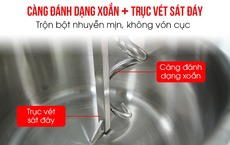 Càng đánh và trục vét được thiết kế tối ưu