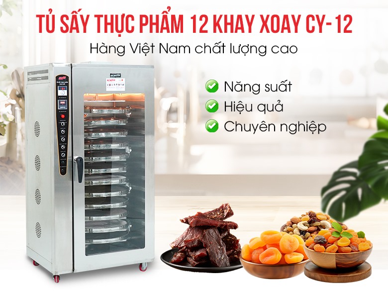 Tủ sấy thực phẩm 12 khay xoay CY-12 (cao cấp) Tủ sấy thực phẩm 12 khay xoay CY-12 (cao cấp)