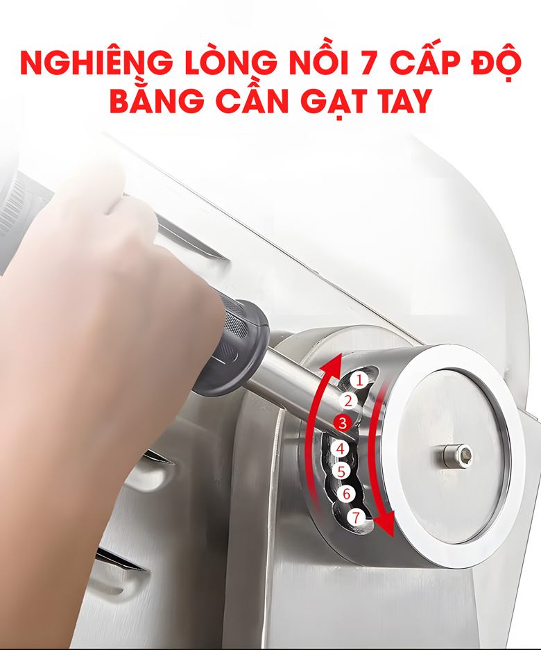 7 mức điều chỉnh độ dốc nghiêng lòng nồi 7 mức điều chỉnh độ dốc nghiêng lòng nồi
